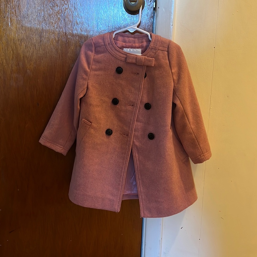 Mauve Edgehill Collection pea coat with black buttons 2/3